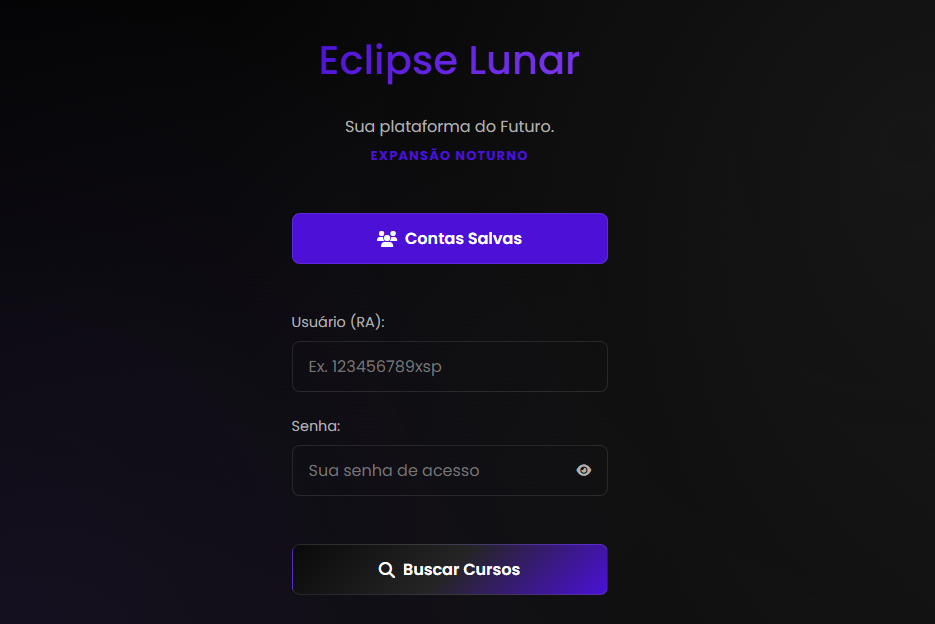 Interface da plataforma Expansão