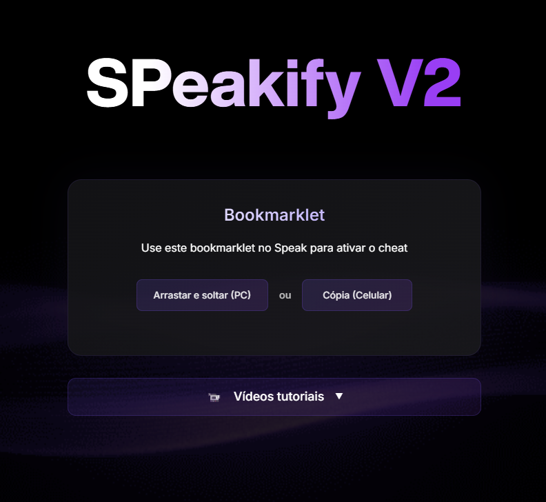 Interface da plataforma SPeak